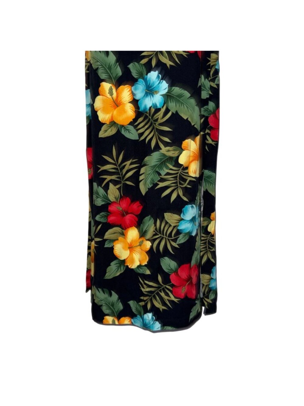 La Cabana Sleeveless Hawaiian Beach Dress Womens S Black Floral A-Line Maxi - Picture 4 of 8
